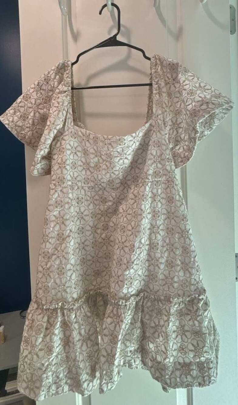 Maeve by Anthropologie Dress Size MP Beige Floral Eyelet Mini